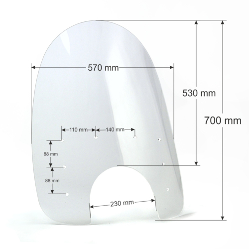 Szyba Drag Star 1100-wymiara